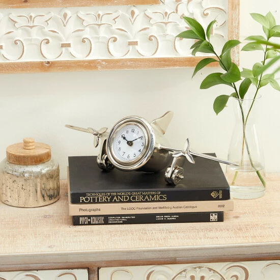 Coupon 🛒 Studio 350 Silver Metal Contemporary Clock 6 X 16 X 6 - 16 X 6 X 6 🔔