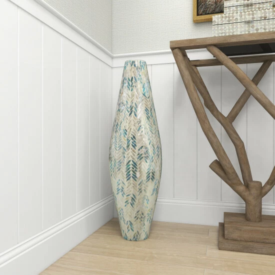 Best Pirce ๐ Studio 350 33-in. Coastal White Shell/Bamboo Vase ๐งจ