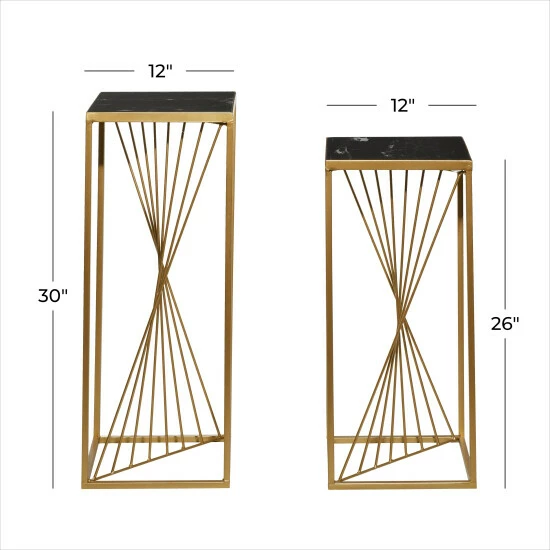 New 🔥 Studio 350 Gold Iron Contemporary Pedestal Table (Set Of 2) - S/2 30", 26"H 👍 - Image 6