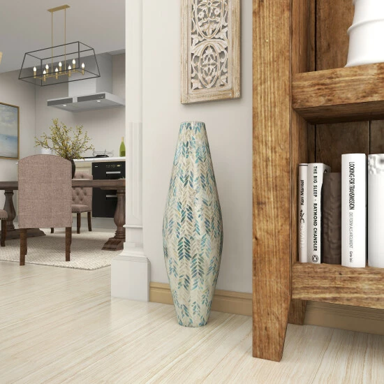 Best Pirce ๐ Studio 350 33-in. Coastal White Shell/Bamboo Vase ๐งจ - Image 3