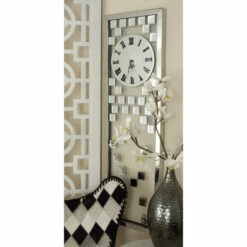 Brand new 👏 Studio 350 Silver Glass Glam Wall Clock - 13 X 42 😀