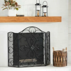 Budget 🎉 Studio 350 Black Metal Traditional Fireplace Screen 36 X 49 X 1 - 49 X 1 X 36 🎉