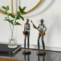 Cheapest 🔔 Studio 350 Silver Polystone Vintage Sculpture People (Set Of 2) - 6 X 3 X 12 ⭐