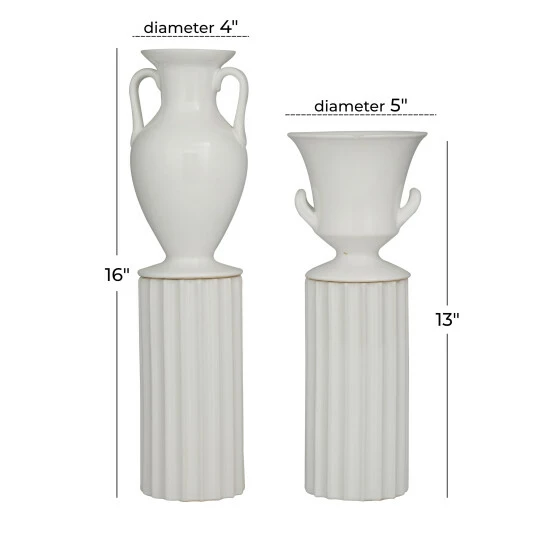Best deal 🥰 Studio 350 White Porcelain Transitional Vase Set Of 2 🔔 - Image 6