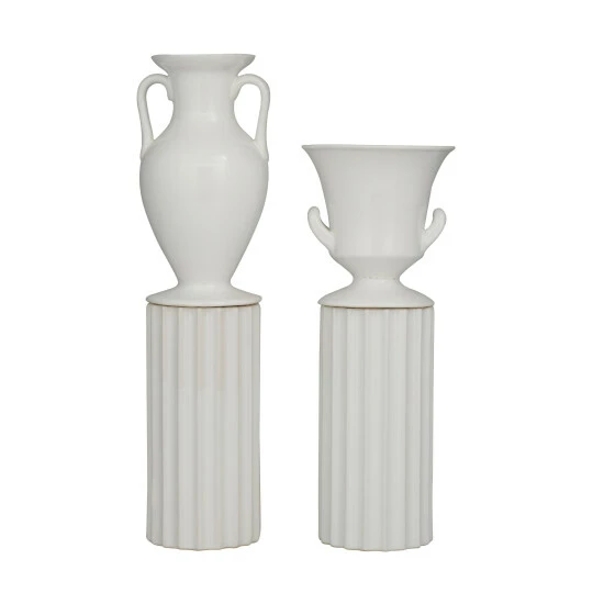 Best deal 🥰 Studio 350 White Porcelain Transitional Vase Set Of 2 🔔 - Image 7