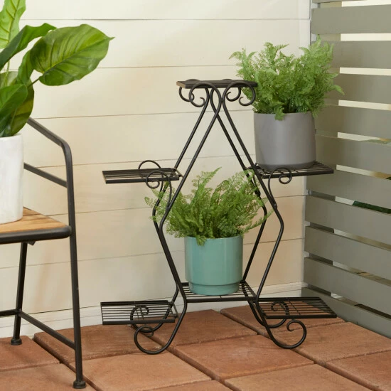 New 🛒 Studio 350 Black Metal Traditional Plantstand - 27 X 10 X 31 🎉