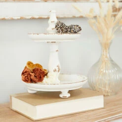 Best Sale ๐ Studio 350 White Wood Country Cottage Tiered Server - 8 X 8 X 10 ๐