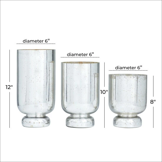 Deals 👍 Studio 350 Glass Glam Candle Holders (Set Of 3) - S/3 12", 10", 8"H White 👏 - Image 7