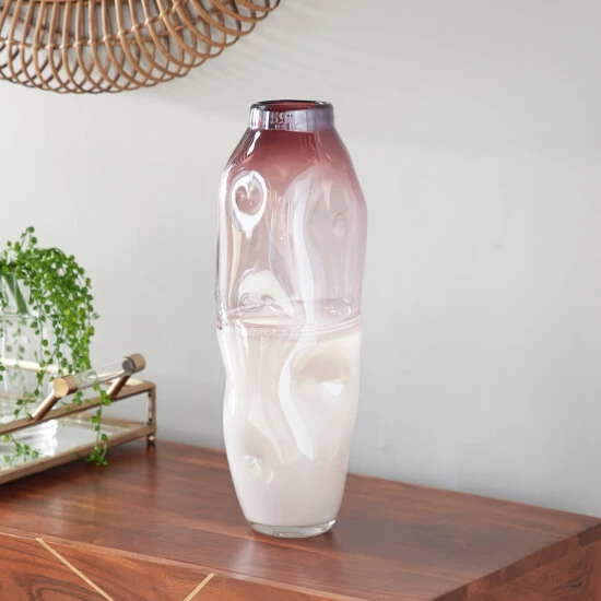 Best Pirce โญ Studio 350 Tall Dimpled Translucent And Pastel Pink Vase 6" X 16" ๐คฉ