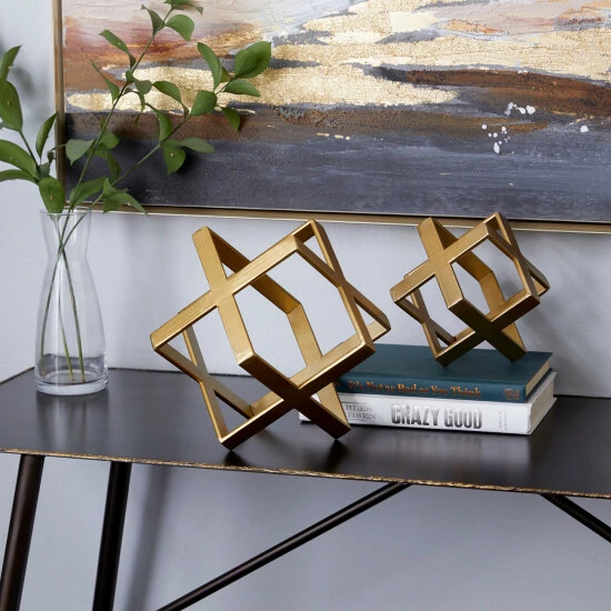 Flash Sale 🌟 Studio 350 Gold Iron Glam Sculpture Geometric (Set Of 2) - 7 X 7 X 7 And 5x 5 X 5 👏