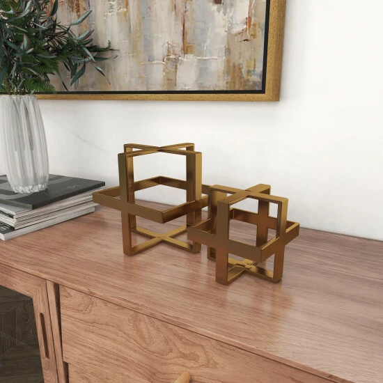 Flash Sale 🌟 Studio 350 Gold Iron Glam Sculpture Geometric (Set Of 2) - 7 X 7 X 7 And 5x 5 X 5 👏 - Image 8