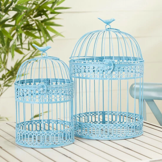 Buy ๐ Studio 350 Blue Or White Metal Country Cottage Birdcage (Set Of 2) - S/2 16", 12"H โจ