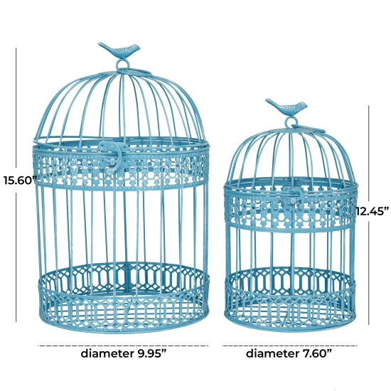 Buy ๐ Studio 350 Blue Or White Metal Country Cottage Birdcage (Set Of 2) - S/2 16", 12"H โจ - Image 6