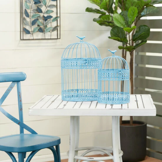 Buy ๐ Studio 350 Blue Or White Metal Country Cottage Birdcage (Set Of 2) - S/2 16", 12"H โจ - Image 8