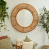 Budget ⌛ Studio 350 Brown Rattan Bohemian Round Wall Mirror 🤩