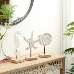 Brand new ๐ฅฐ Studio 350 White Polyethylene Coastal Sculpture (Set Of 3) - S/3 13.25", 13.25", 13"H ๐