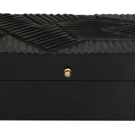 Flash Sale โจ Studio 350 Wood Modern Box ( Set Of 3) - S/3 12, 10, 9"W Black - Geometric ๐ - Image 4