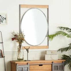 Budget 😀 Studio 350 Brown Iron Industrial Wall Mirror 🎁