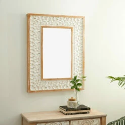 Flash Sale 🎁 Studio 350 White MDF Farmhouse Wall Mirror 36 X 28 X 2 🔥