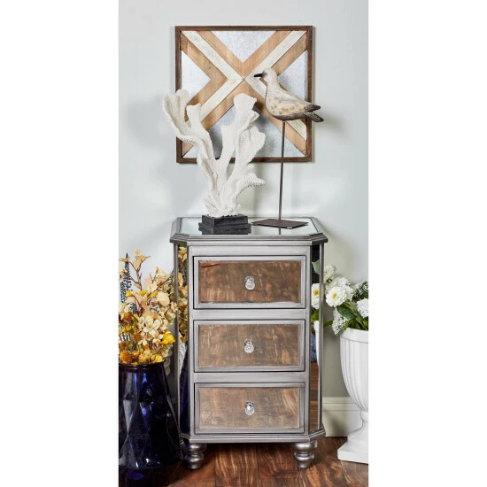 Deals 🔔 Studio 350 Grey Glass Glam Chest 27 X 18 X 14 🛒