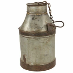 Coupon 👍 Studio 350 Large Antique Silver And Rusted Metal Milk Drum With Lid From India 12.5 X 21.5 - 13 X 13 X 22 😍