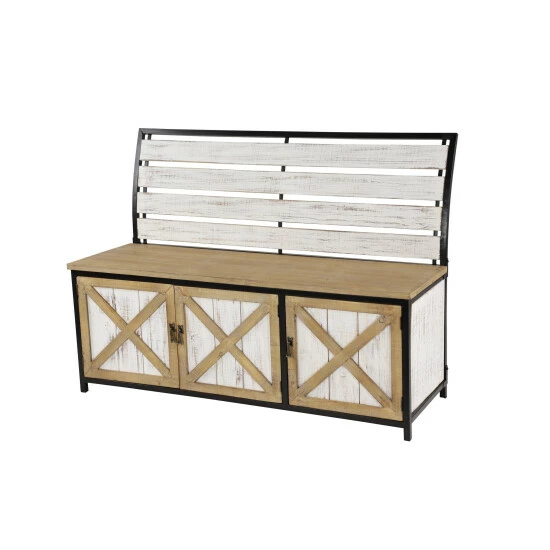 Discount 🥰 Studio 350 Brown Wood Farmhouse Storage Bench 35 X 48 X 19 - 48 X 19 X 35 ✔️