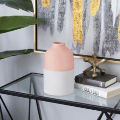 Best Pirce 😀 Studio 350 Pink Ceramic Modern Vase 10 X 6 X 6 🧨