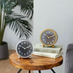 Best Sale ๐ Studio 350 Stainless Steel Glam Clock No Theme (Set Of 2) - 5 X 3 X 6Round Multi-color โ๏ธ