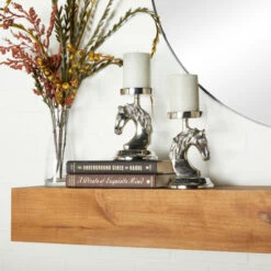 Best Sale ⌛ Studio 350 Aluminum Contemporary Candle Holder (Set Of 2) Silver 🔔