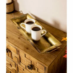 Top 10 🔔 Studio 350 Set Of 3 Rustic 20, 22, And 24 Inch Rectangular Gold Iron Trays 🔥