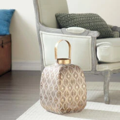 Outlet ⭐ Studio 350 Gold Washed Metal Rustic Eclectic Boho Lantern Candle Holder - 11 X 11 X 21 ✔️