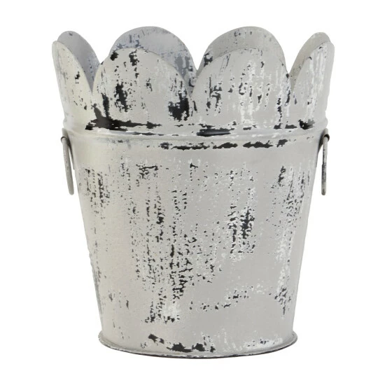 Top 10 ๐ Studio 350 Farmhouse Style Distressed White Metal Scalloped Bucket Planter With Handles 11" X 12" ๐ - Image 2