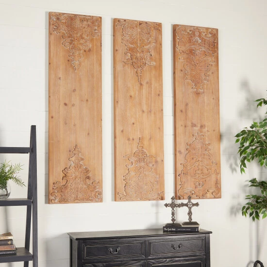 Brand new ๐ Studio 350 Brown Wood Rustic Wall Decor Ornamental (Set Of 3) โญ - Image 2