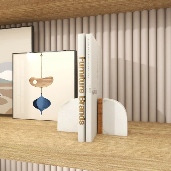 Best reviews of ⭐ Studio 350 White Marble Modern Bookends Shapes & Symbols (Set Of 2) 🥰 - Image 7