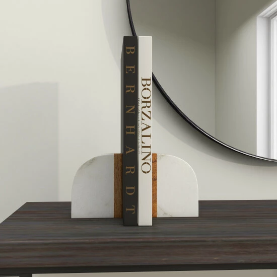 Best reviews of ⭐ Studio 350 White Marble Modern Bookends Shapes & Symbols (Set Of 2) 🥰 - Image 8