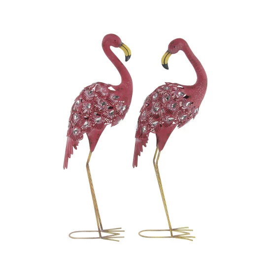 Best deal 🌟 Studio 350 Pink Iron Coastal Garden Sculpture Birds (Set Of 2) - S/2 10"W, 38"H 💯 - Image 2