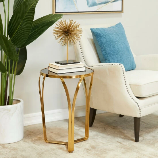 New 🤩 Studio 350 Gold Metal Contemporary Accent Table - 16 X 16 X 23 🥰