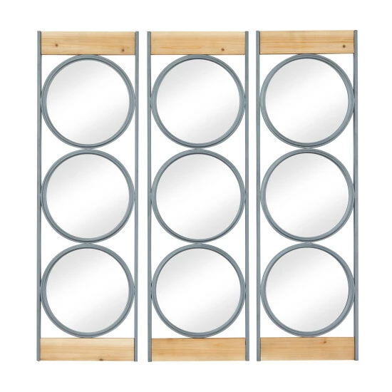 Outlet 𧨠Studio 350 Black Iron Industrial Wall Mirror (Set Of 3) - 37 X 11 X 1 π - Image 2