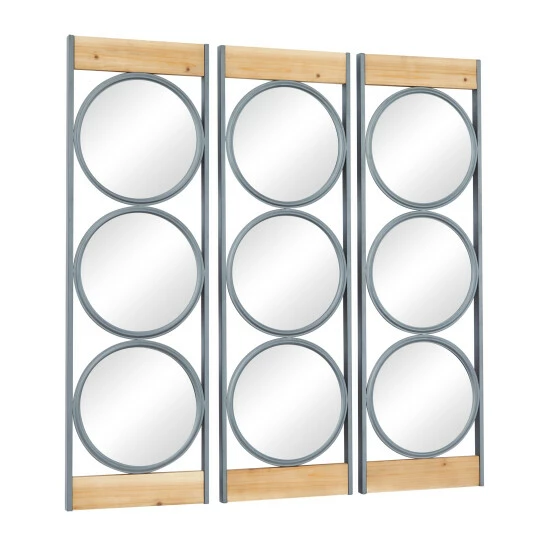 Outlet 𧨠Studio 350 Black Iron Industrial Wall Mirror (Set Of 3) - 37 X 11 X 1 π - Image 3
