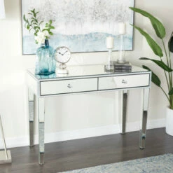 Promo 😍 Studio 350 Silver MDF Glam Console Table ⌛