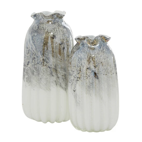 Best deal 🎁 Studio 350 Grey Glass Contemporary Vase (Set Of 2) - 6 X 6 X 12 😍 - Image 2