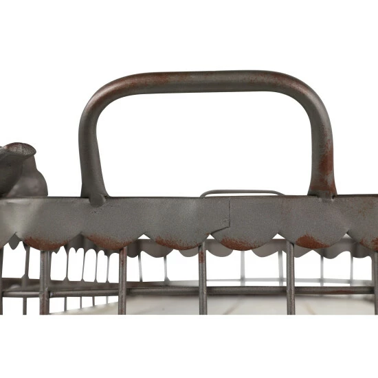 Buy 🌟 Studio 350 Large Rectangular Grid Rustic Brown Metal Trays Set Of 3 W Bird Figurines - 27 X 14 X 3 🔥 - Image 8