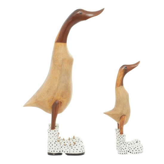 Best Pirce 🎉 Studio 350 2-piece Solid Bamboo Wood Decorative Ducks In 🥾 Boots Sculpture Set - S/2 17", 11"H 💯 - Image 3