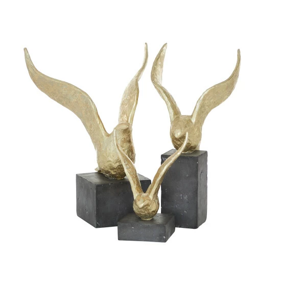 Top 10 🎉 Studio 350 Gold Polystone Contemporary Sculpture Animals (Set Of 3) - S/3 14", 15", 9"H 👏 - Image 2