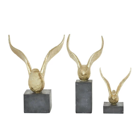 Top 10 🎉 Studio 350 Gold Polystone Contemporary Sculpture Animals (Set Of 3) - S/3 14", 15", 9"H 👏 - Image 3