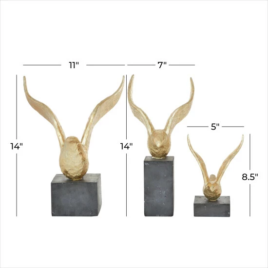 Top 10 🎉 Studio 350 Gold Polystone Contemporary Sculpture Animals (Set Of 3) - S/3 14", 15", 9"H 👏 - Image 8