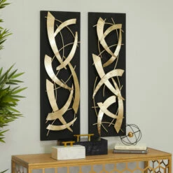 Cheap 🛒 Studio 350 Wood Contemporary Wall Decor (Set Of 2) White/gold 🛒