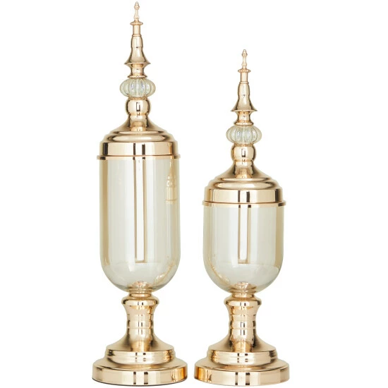 Outlet ๐งจ Studio 350 Gold Metal Modern Decorative Jars (Set Of 2) - S/2 22", 19"H ๐ - Image 2