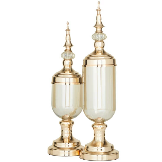 Outlet ๐งจ Studio 350 Gold Metal Modern Decorative Jars (Set Of 2) - S/2 22", 19"H ๐ - Image 3