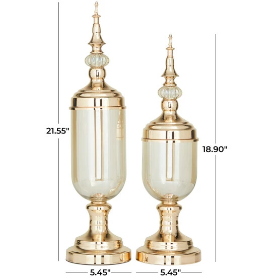 Outlet ๐งจ Studio 350 Gold Metal Modern Decorative Jars (Set Of 2) - S/2 22", 19"H ๐ - Image 5